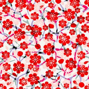 Floral beautiful pattern with blossom cherry Stock Illustration