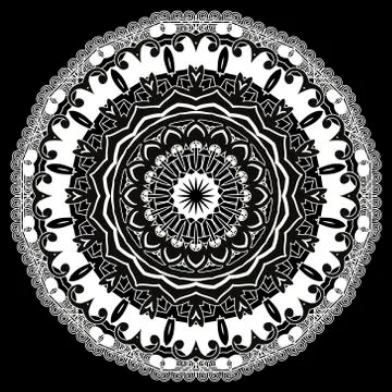Floral beautiful vector mandala pattern. Ornamental background.  Line art rou イラスト素材