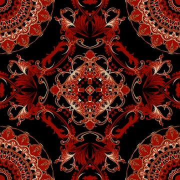 Floral beautiful vector seamless pattern. Ornamental background.  Baroque Dam Stock Illustration