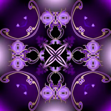 Floral beautiful vector seamless pattern. Ornamental 3d glowing violet backgr 스톡 일러스트