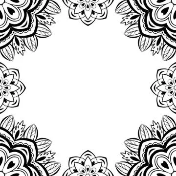 Floral black and white pattern. Stock Illustration