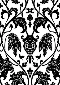 Floral black pattern. Stock Illustration