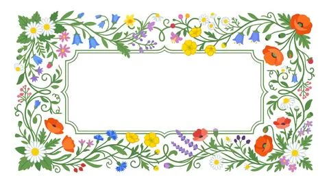 Floral border frame with blank space inside Stock Illustration