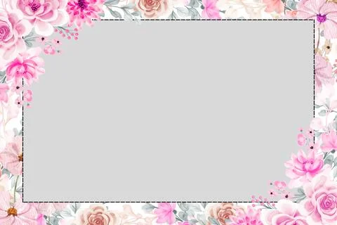 Floral border frame design 스톡 일러스트
