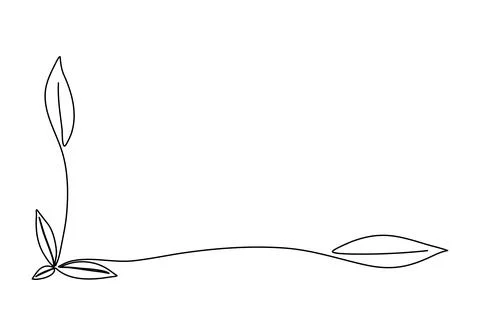 Floral border frame one line drawing. Vector illustration. Stock Illustration