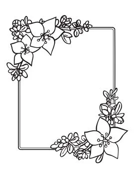 Floral border frame template. Stock Illustration