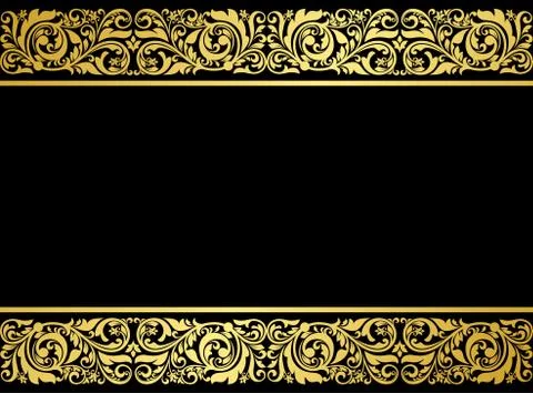Floral border with gilded elements Illustrazione stock