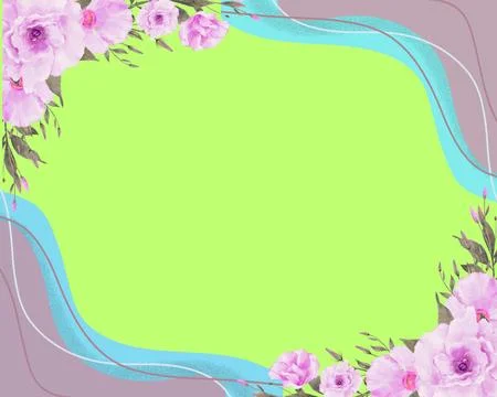 Floral border on lime background Illustrazione stock