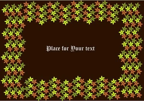 Floral border over chocolate background. place for your text inside Stock Illustration