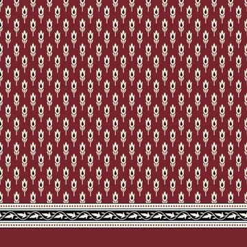 Floral  border pattern on red background イラスト素材