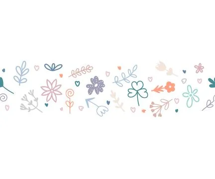 Floral border seamless pattern Stock Illustration