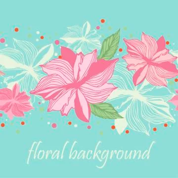 Floral Border seamless Vector Background Stock Illustration