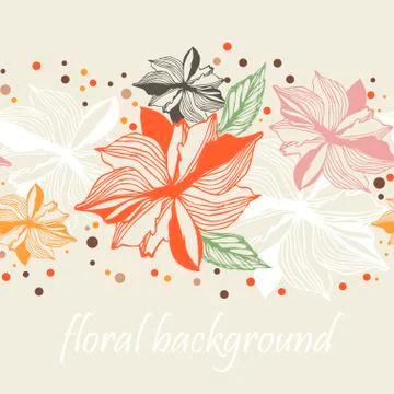 Floral Border seamless Vector Background Stock Illustration