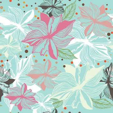Floral Border seamless Vector Background Stock Illustration