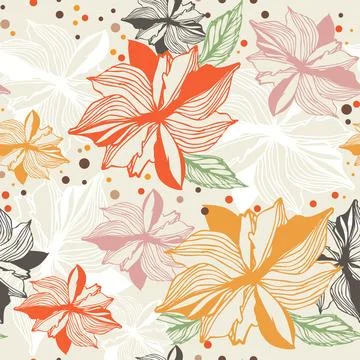 Floral Border seamless Vector Background Stock Illustration