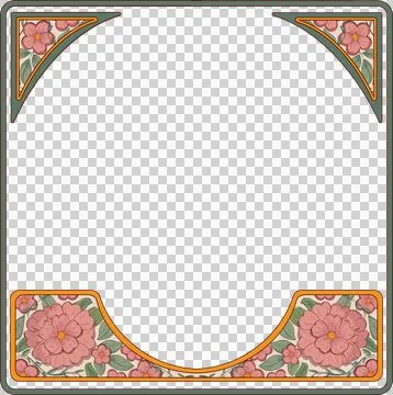 Floral border is showing flat triangular corners with pink flowers on Stockillustratie