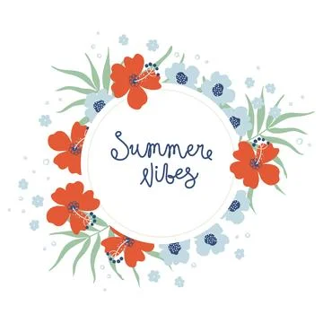 Floral border with tropical plants Stock Illustration