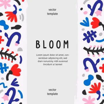Floral border vector template for banner or greeting card with copy space Stock Illustration