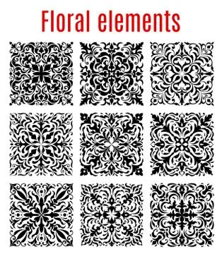 Floral borders and ornate vector elements Stockillustratie