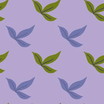 Floral botanic seamless pattern with blue and green simple leaf shapes. Light Illustrazione stock