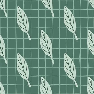 Floral botanic seamless pattern with doodle simple leaf silhouettes print. Tu Stock Illustration