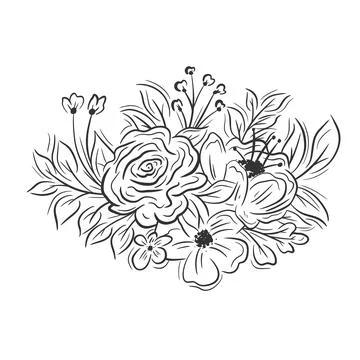 Floral bouquet elements on a white background Illustrazione stock