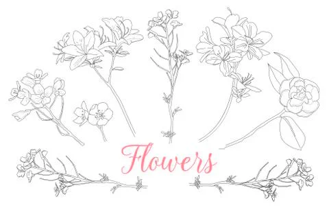 Floral bouquet vector pattern with small flowers and leaves. Stock Illustration