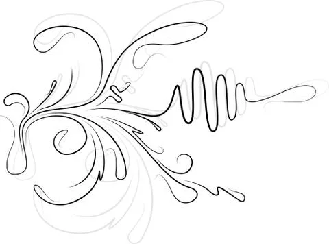 Floral branch with shadow Stock Illustration