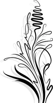 Floral branch with shadow Stock Illustration