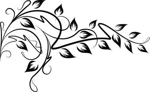 Floral branch with shadow イラスト素材