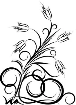 Floral branch with shadow イラスト素材
