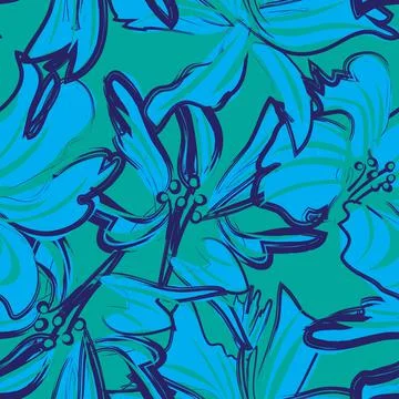 Floral Brush strokes Seamless Pattern Background Illustrazione stock