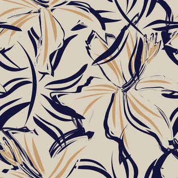 Floral Brush strokes Seamless Pattern Background 스톡 일러스트
