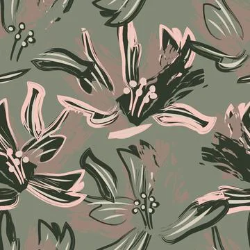 Floral Brush strokes Seamless Pattern Background Stock Illustration