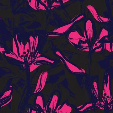 Floral Brush strokes Seamless Pattern Background Stock Illustration