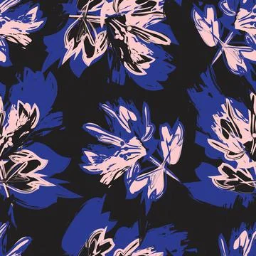 Floral Brush strokes Seamless Pattern Background Stock Illustration