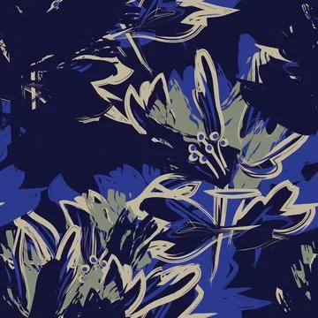 Floral Brush strokes Seamless Pattern Background Stock Illustration