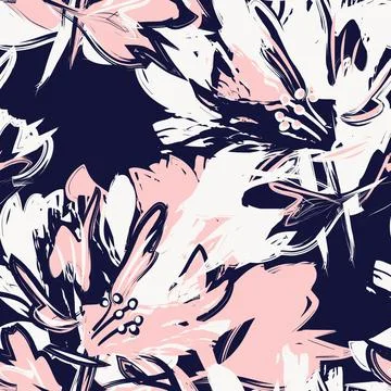 Floral Brush strokes Seamless Pattern Background Stock Illustration