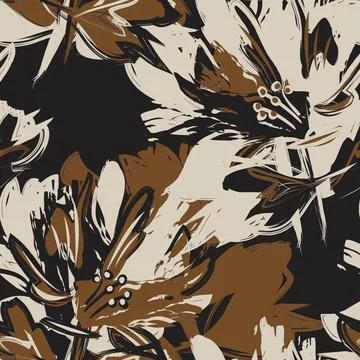 Floral Brush strokes Seamless Pattern Background Stock Illustration