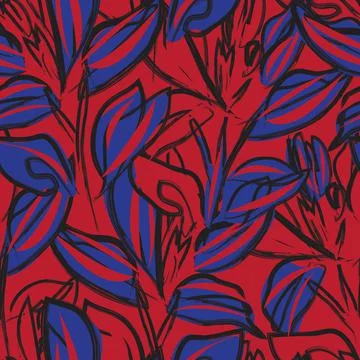 Floral Brush strokes Seamless Pattern Background Illustrazione stock