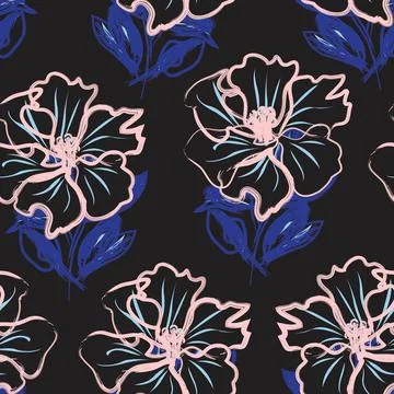 Floral Brush strokes Seamless Pattern Background Illustrazione stock