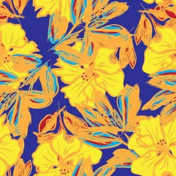 Floral Brush strokes Seamless Pattern Background Illustrazione stock