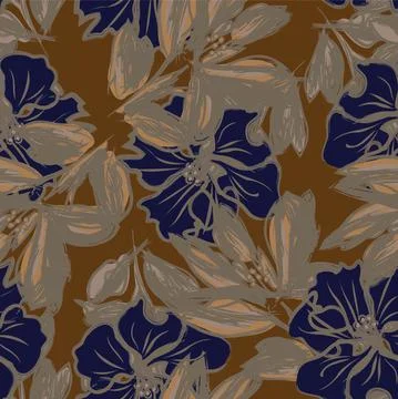 Floral Brush strokes Seamless Pattern Background Stock Illustration