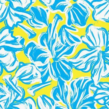 Floral Brush strokes Seamless Pattern Background Stock Illustration