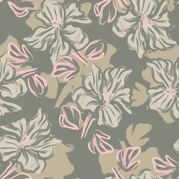 Floral Brush strokes Seamless Pattern Background イラスト素材