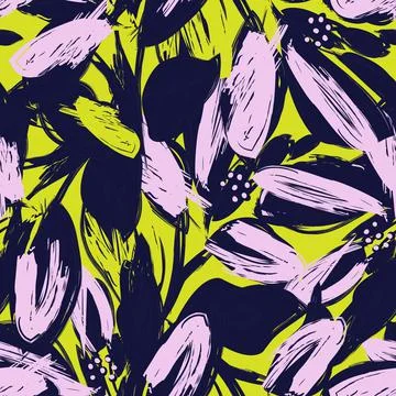 Floral Brush strokes Seamless Pattern Background 스톡 일러스트