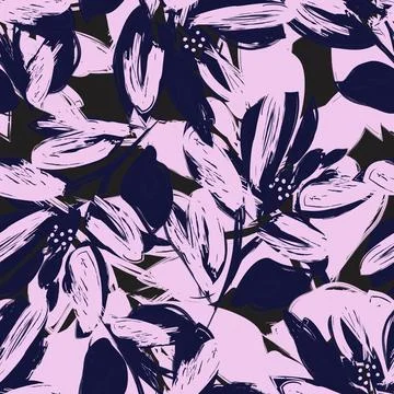Floral Brush strokes Seamless Pattern Background Stock Illustration