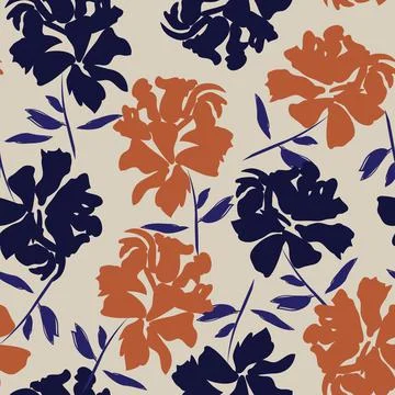 Floral Brush strokes Seamless Pattern Background Stock Illustration
