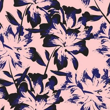 Floral Brush strokes Seamless Pattern Background Stock Illustration