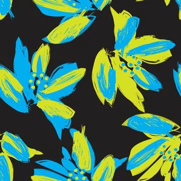 Floral Brush strokes Seamless Pattern Background Stock Illustration